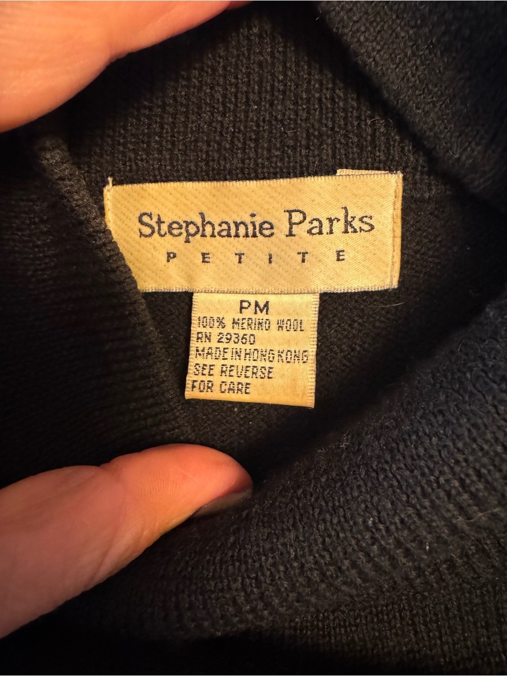 Vintage Merino Wool Black Mock Neck Sweater - Classic Knit - Picture 2 of 4